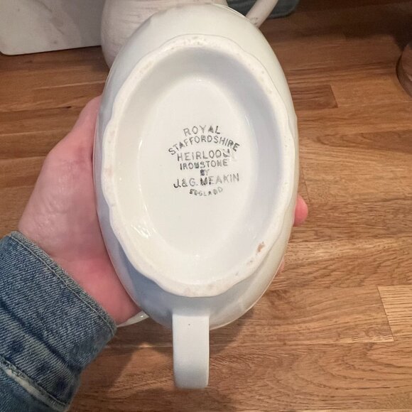 Vtg Royal Staffordshire Heirloom Ironstone Gravy Boat & Underplate By Meakin J&G - Picture 2 of 13